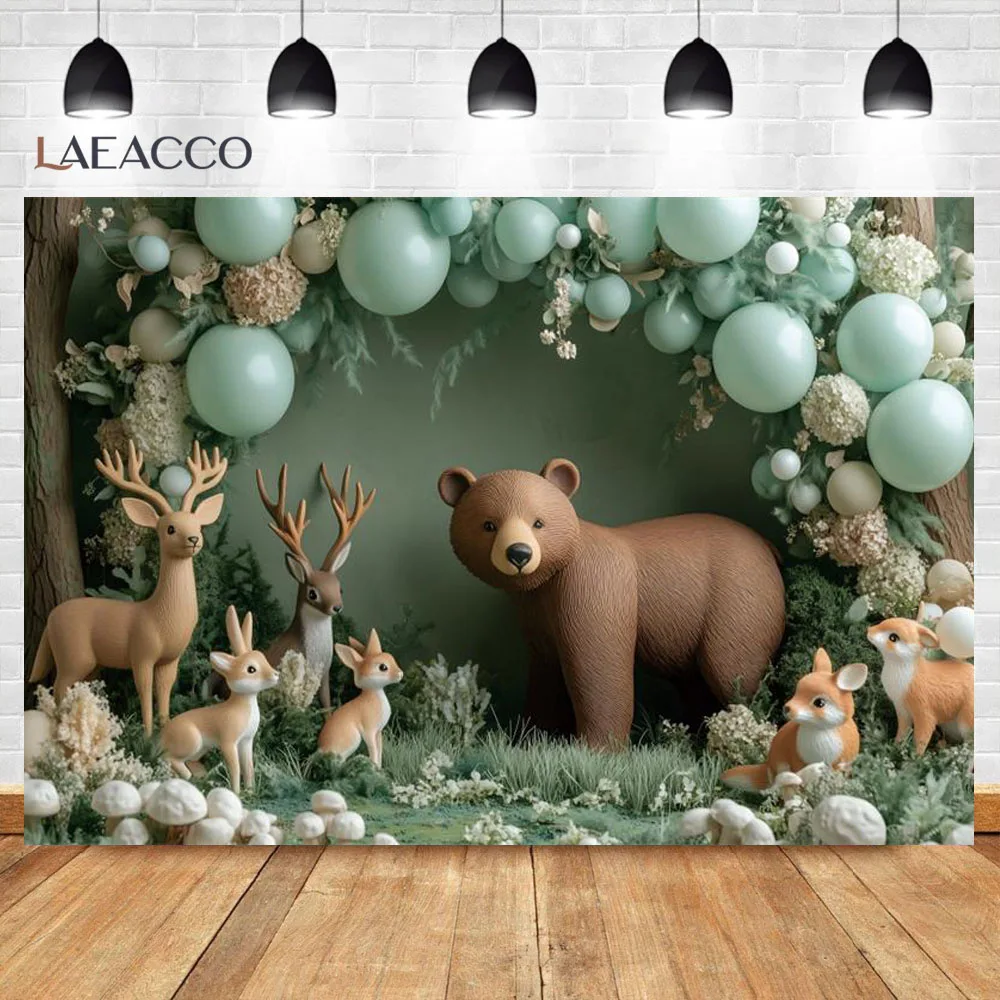 خلفية حيوانات الغابة سفاري غابة الحيوانات موضوع حفلة أطفال عيد ميلاد الطفل دش الأزرق شاحنة ديكور التصوير خلفية