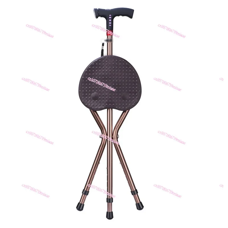 Non-Slip Smart Crutch Three-Legged Elderly Crutch Stool Walking Stick Walking Stick Chair with Seat Four Folding Walker