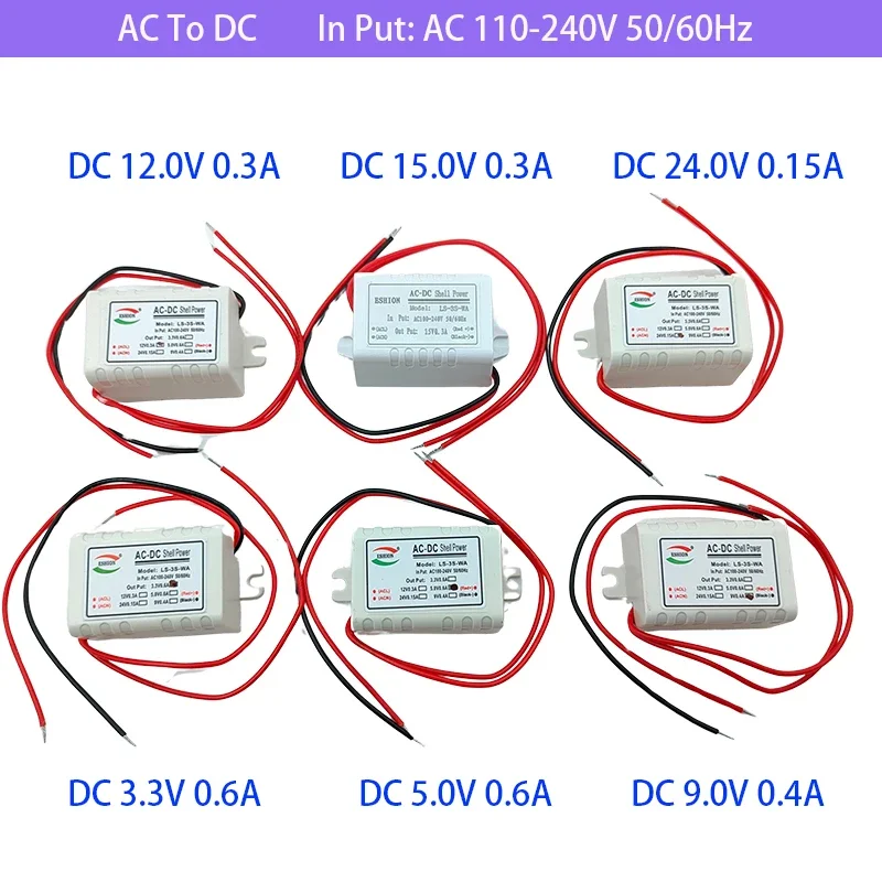 Przetwornica AC na DC Moduł zasilacza obniżającego napięcie AC110V 220V 230V na DC 3V 5V 9V 12V 15V 24V 3W Led Izolowane napięcie stabilizowane