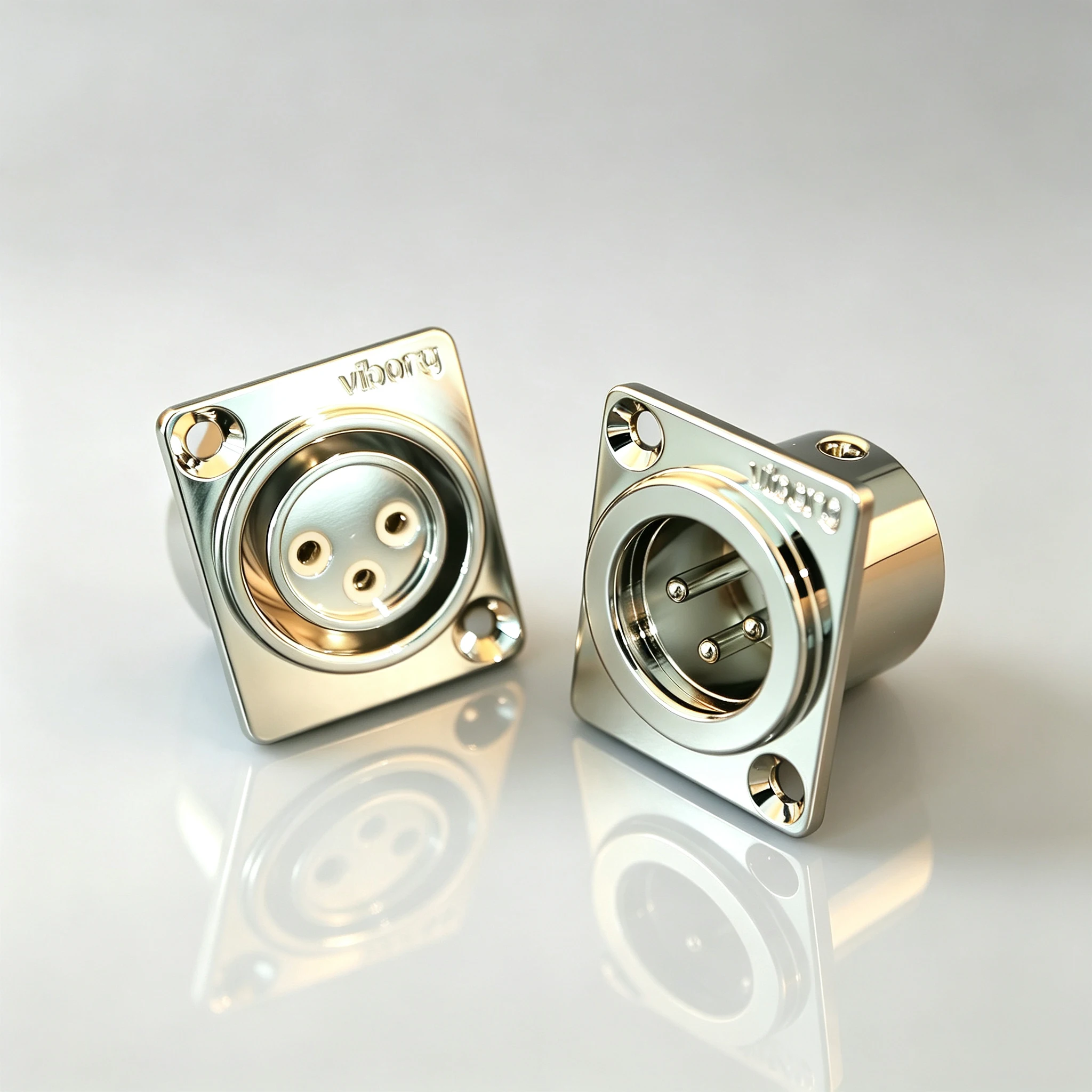 Viborg CF203R CM203R Pure Copper Rhodium Plated XLR 3 Pin Male Female Panel Power Mount Socket XLR Plug Connector Jack