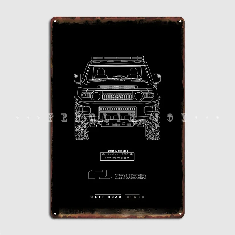 Fj Cruiser Bw Poster Metal Plaque Wall Mural Bar Cave Create Wall Plaque Tin Sign Poster