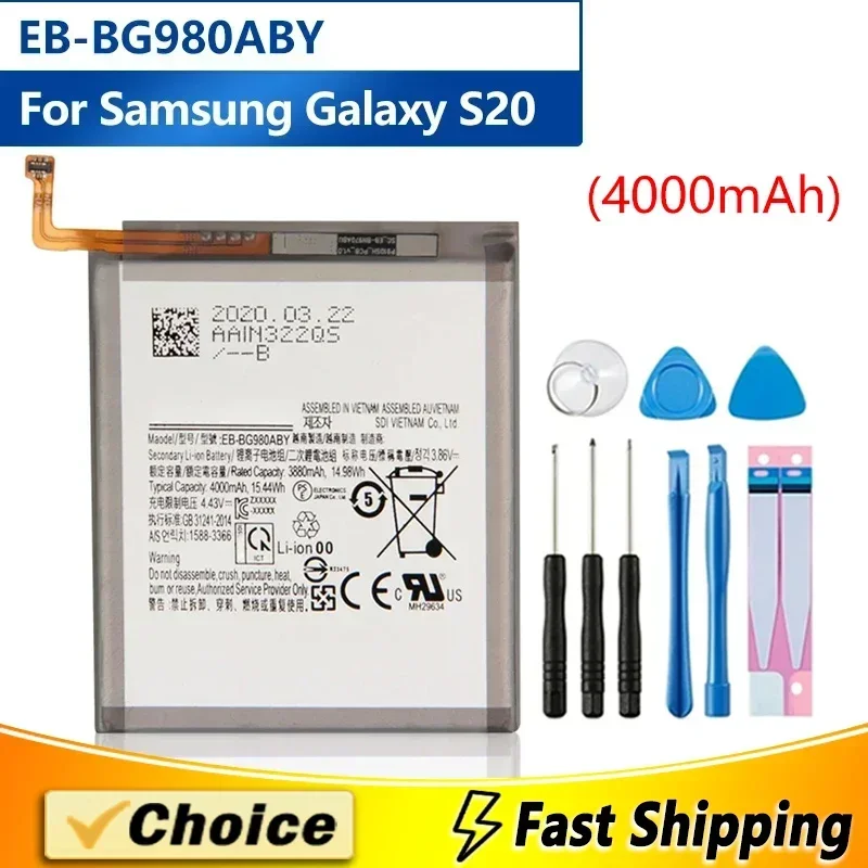 

EB-BG980ABY,Replacement Phone Batatery+Tool,For Samsung Galaxy S20, 4000mAh