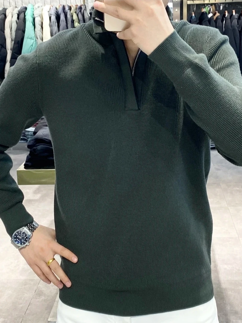 

Men's Zipper Knitted Sweater Comfortable High Quali Faionable Stand Collar Autumn Winter New Arrival Youth Casual Sle