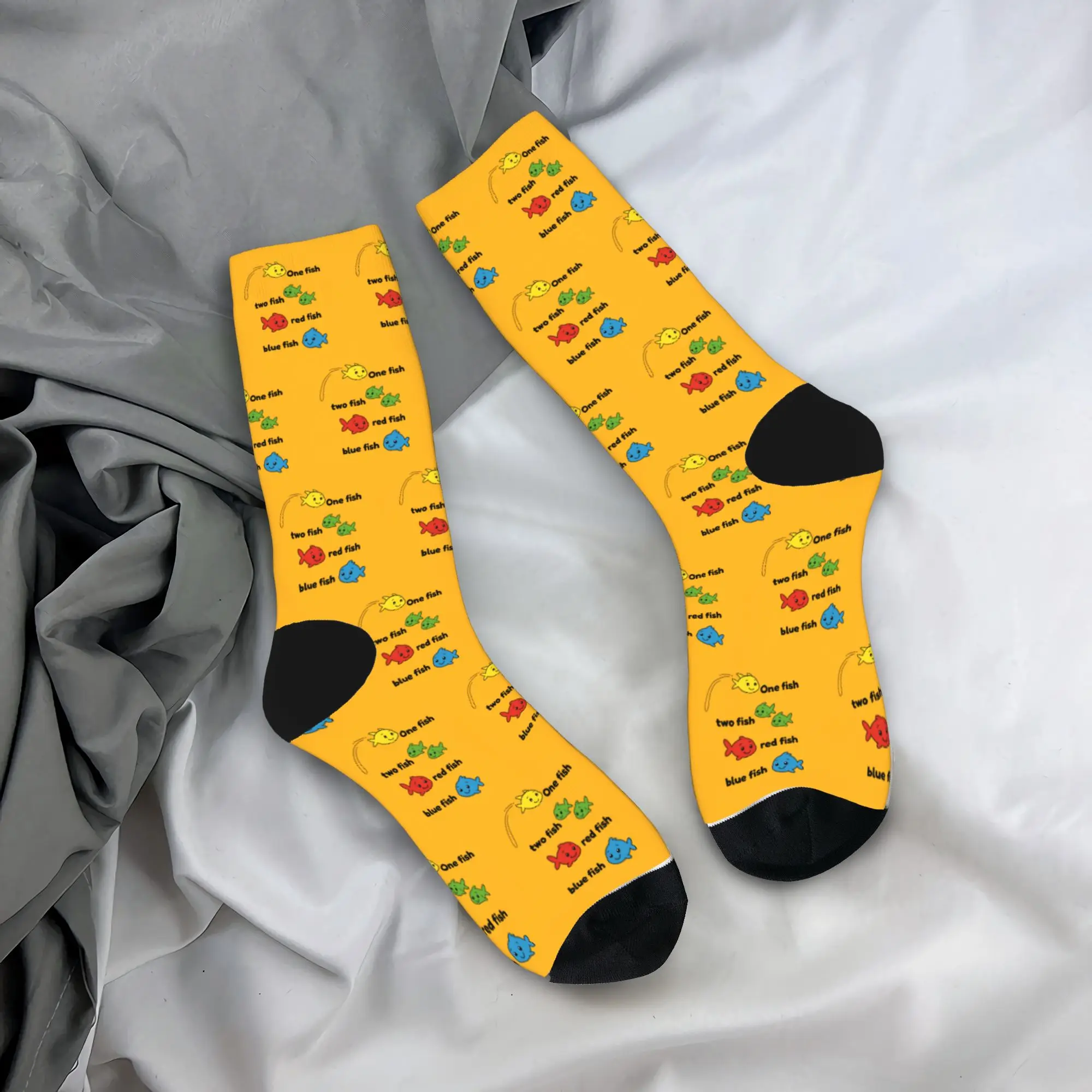 

Dr Seuss One Fish Two Fish Red fish blue fish Socks Winter Stockings Fashion Men Breathable Socks Design Anti Bacterial Socks