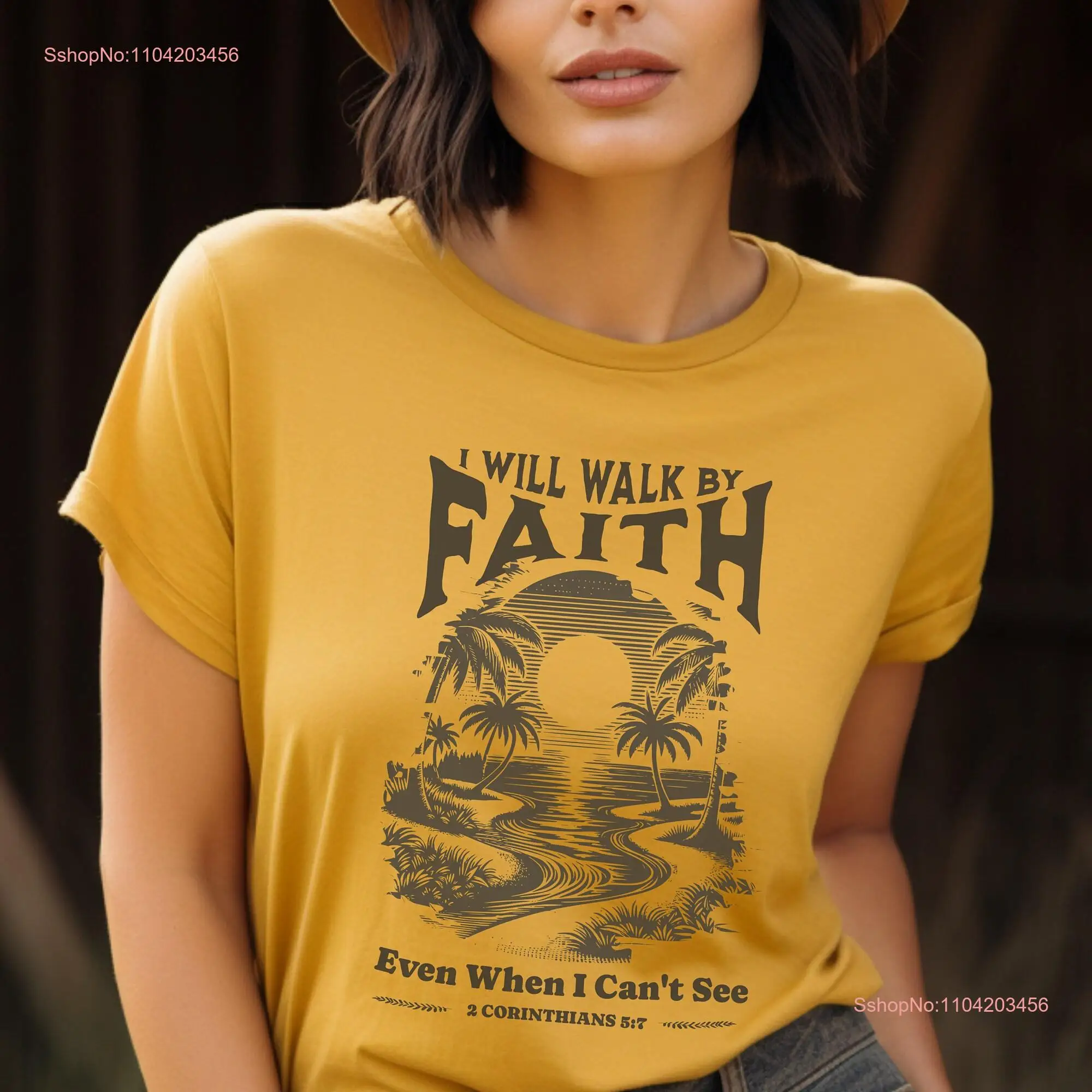 By Faith Boho Christian T Shirt Bible Verse Trendy Christians Jesus Apparel Based for Her long or short sleeves