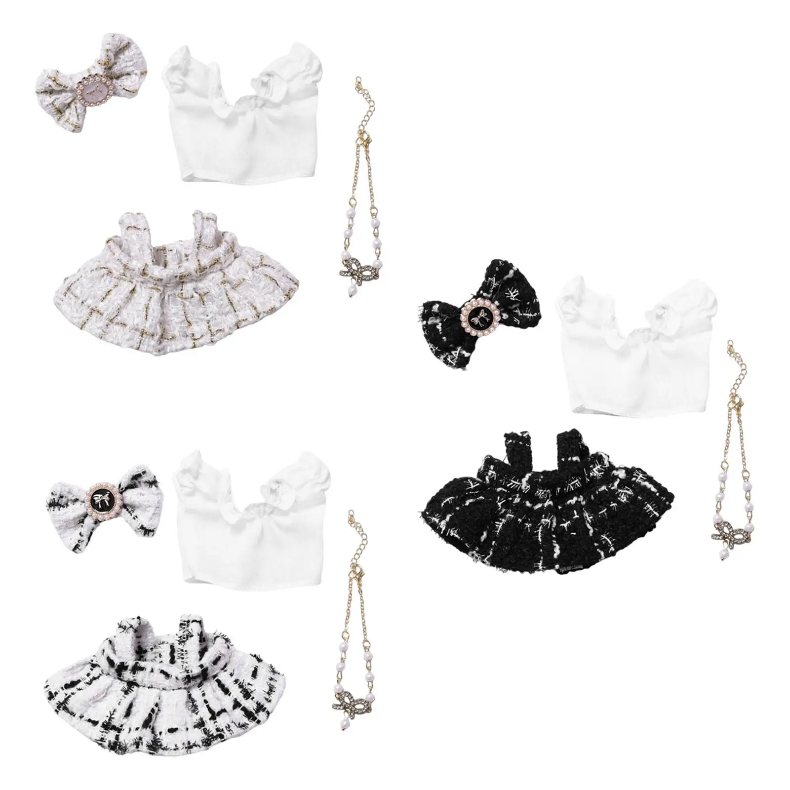 

4 Pieces Mini Doll Clothes Set Girl Doll Outfits Decorative Crafts Costumes for 5.91inch or 6.69inch Pendant Dolls Gift