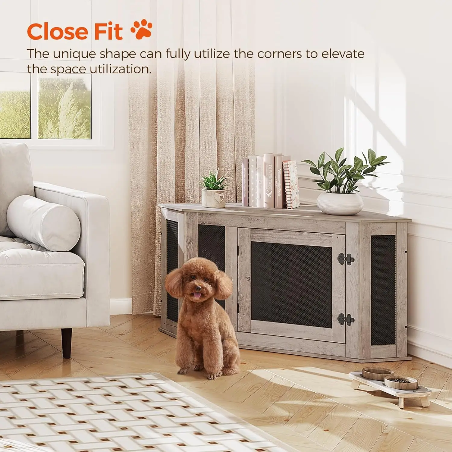 Wooden Dog Crate Furniture, Decorative Pet Crate Indoor Use, Furniture Style Dog House For Medium Dog, Dog Cage TV Stand