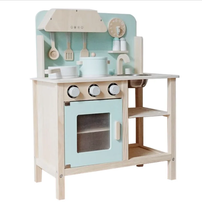 Unisex Pretend Play Kitchen Play Set Educational Wooden Toy Preschool Kids Encourages Cooking MDF PC Material Box Packed