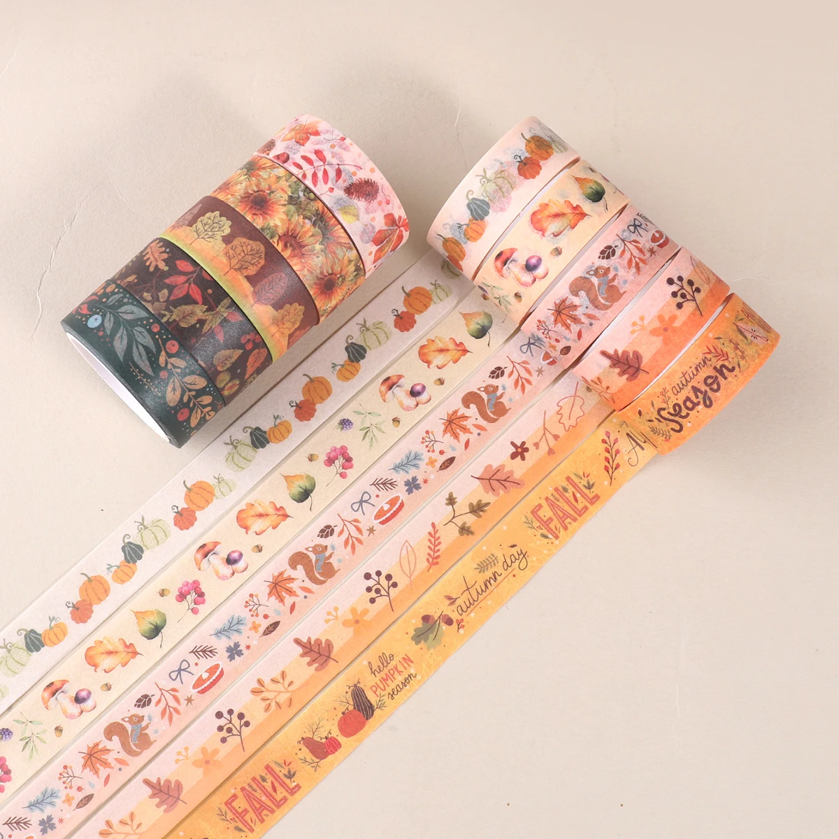 10ロール/箱、秋をテーマにした和紙テープ、DIYノート、フォトフレーム、ギフトボックスの装飾に最適、絶妙なギフト