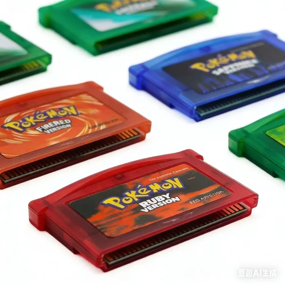 32Bit HQ Pokémon GBA Cartridge Game Boy Advance Emerald FireRed LeafGreen Sapphire Ruby Game Card view 2