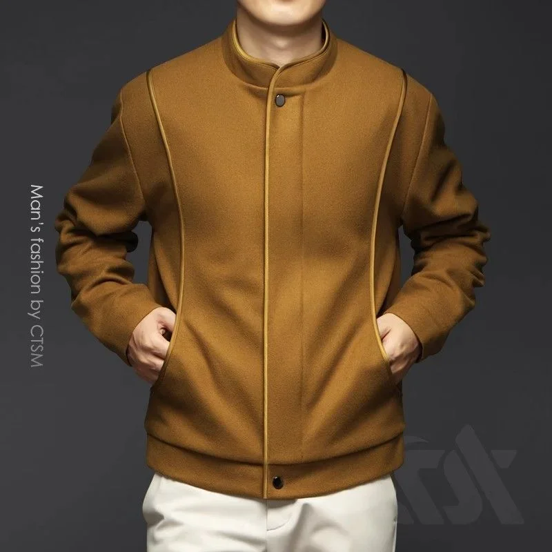 

Осенне-зимняя повседневная высококачественная куртка Zhongshan со скрытой пряжкой, модная деловая теплая куртка с воротником-стойкой и подкладкой