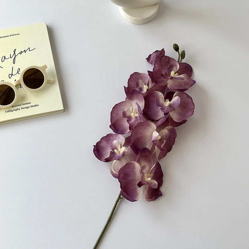 

Real Touch 8 Heads Artificial Butterfly Orchid 68cm DIY Faux Orchid Silk 3D Phalaenopsis Flower Dining Table Decor