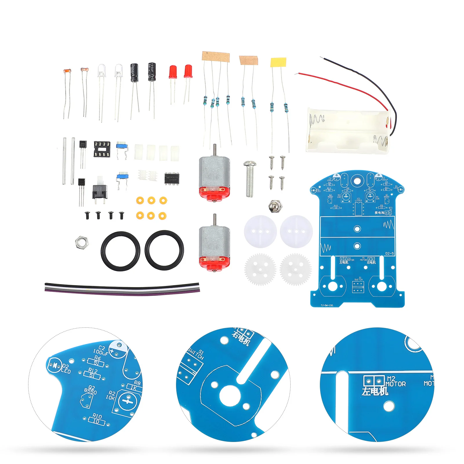 

1Set DIY Smart Robot Car Kit Easy Assemble Electronics Soldering Project Kids Science Experiment Educational Kit