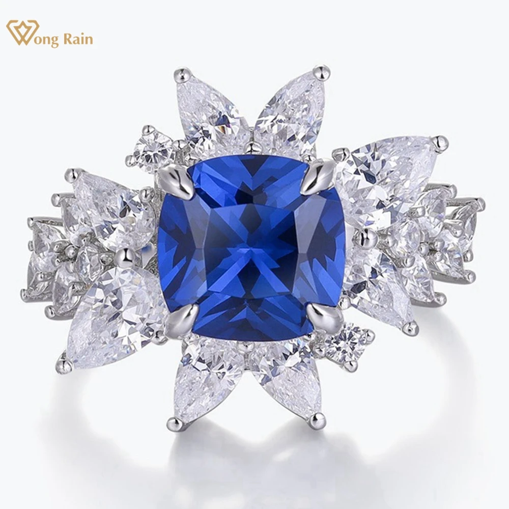 

Wong Rain 100% 925 Sterling Silver Sapphire High Carbon Diamond Gemstone Cocktail Party Rings Fine Jewelry for Women Wholesale