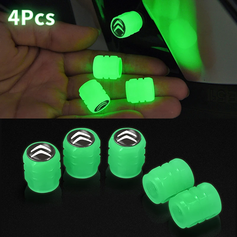 Luminous Car Tire Valve Caps Fluorescent Night Glow Decor For Citroen C4 C3 C5 Berlingo C4l Xantia DS3 Car Accessories Exterior