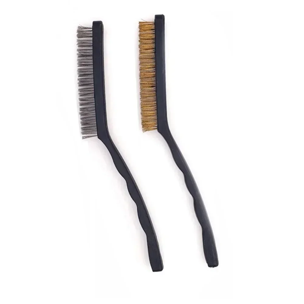 2pcs 9‘’ Wire Brush Brass & Steel Bristles Rust Remover Polishing Brush For Painting Light Metal Battery Cleaning Hand Tools