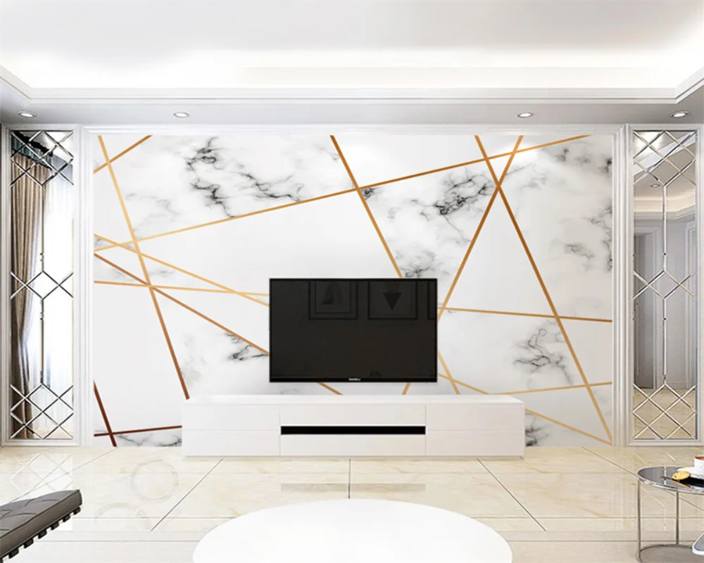 beibehang Custom living room bedroom geometric lines imitation marble TV background wallpaper papel de parede papier peint