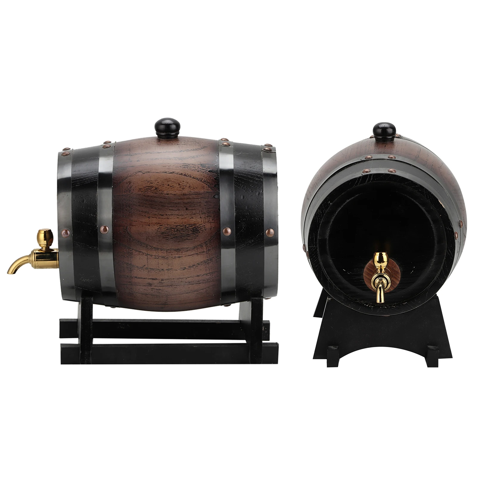3L Vintage Striped Black Oak Red Wine Barrel Keg Bucket Container with Faucet for Brandy Whisky Wine Accessories