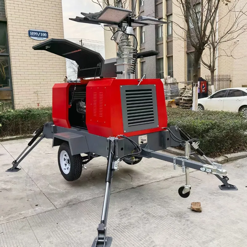 Mining Towable Lighting Tower with Camera Monitoring, Heavy Duty LED Mast Light for Rescue and Security Operations