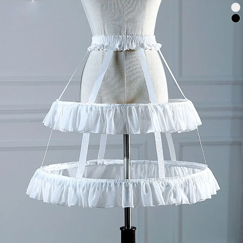 Lolita Crinoline Lolita Wedding Dress Tutu Skirt Violence Two Steel Fishbone Lotus Leaf Clouds Slip Dress