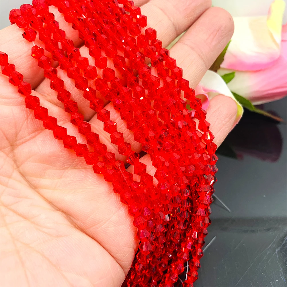 4mm Red Bicone Faceted Crystal Glass Loose Spacer Beads Lot Colors For Jewelry Making DIY Bracelet necklace Wholesale