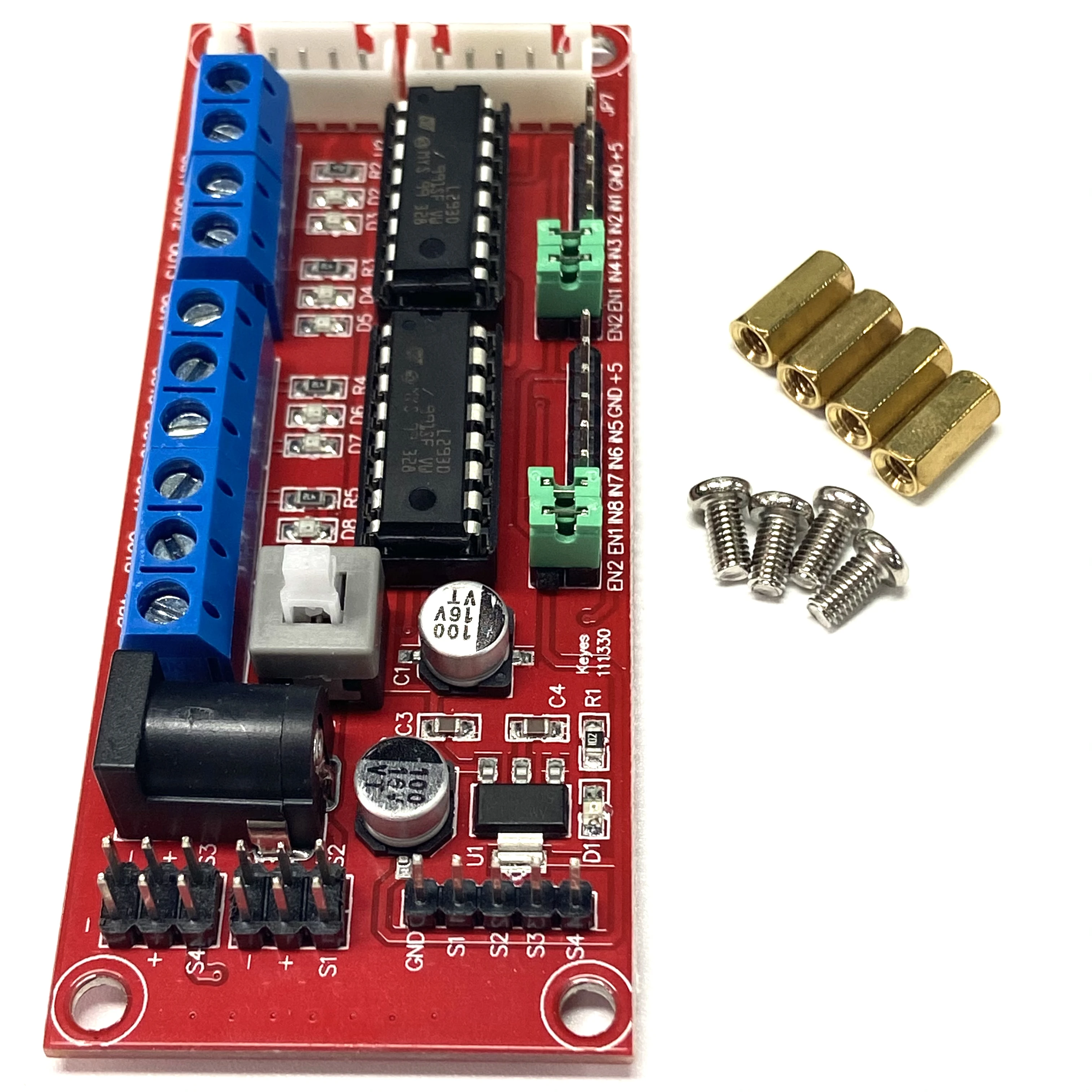 

4WD Trolley L293D Dual H-Bridge 4-Way DC Motor Drive Board Intelligent Car Robot Control Drive Module