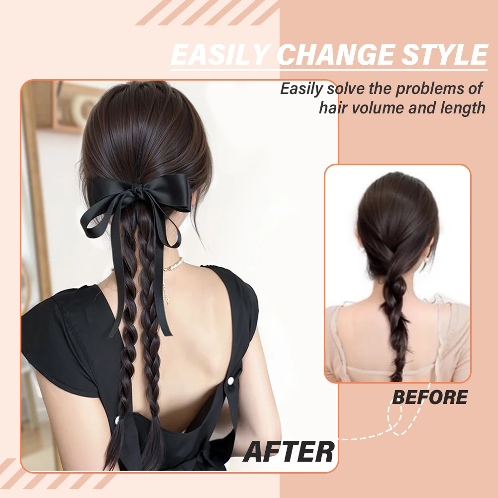 ถักผมด้วยกิ๊บปากเป็ดในตัว ต่อผมแบบถักสำหรับผู้หญิงและเด็กผู้หญิง กิ๊บต่อผมแบบถัก ผมถักสังเคราะห์