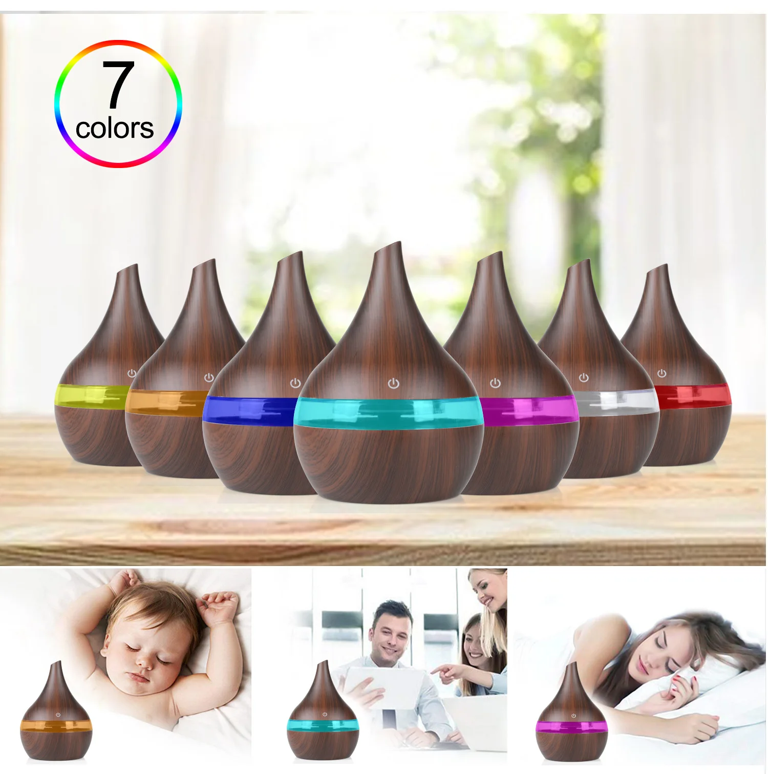 300ML Humidifier Essential Oil Diffuser Ultrasonic Sprayer Mist Maker Fogger Aromatherapy Diffuser Humididicator With Colorful