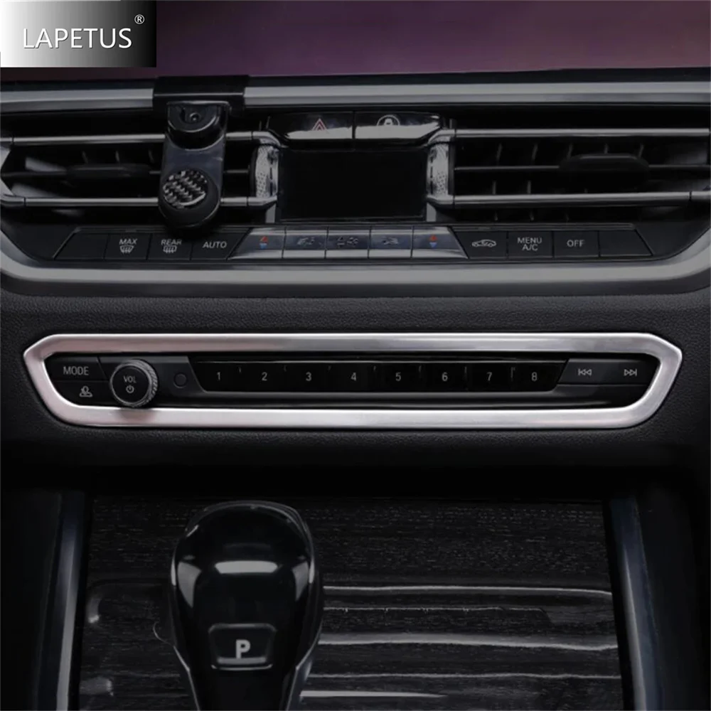 أزرار وحدة التحكم المركزية من الفولاذ المقاوم للصدأ غطاء تزيين الإطار لسيارات BMW 3 Series G20 G28 2020 - 2024 تصفيف السيارة الداخلي