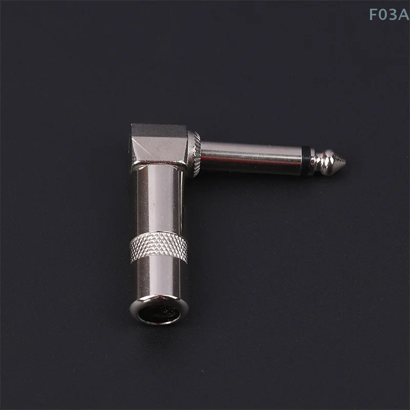 Metal 6.35mm Plug Right Angle Male Mono Plug L-Shape Audio Connector For Guitar Audio 1/4