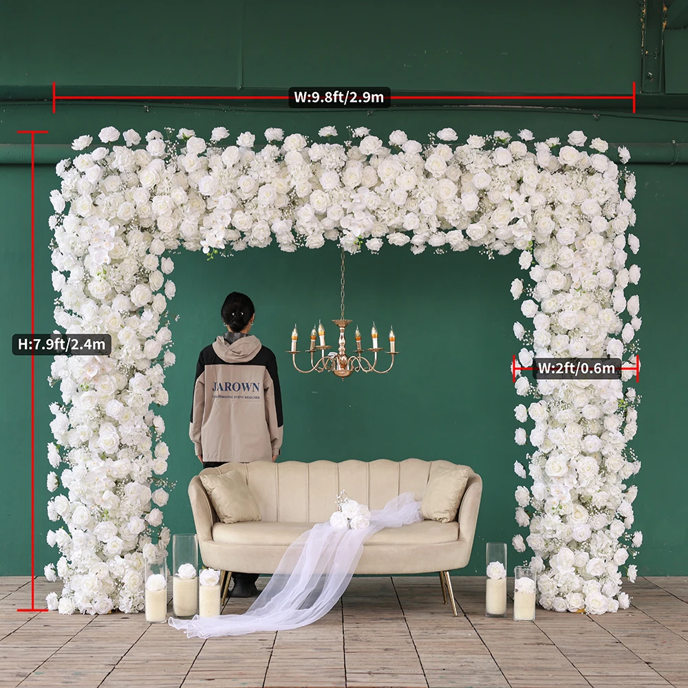 

Baby Shower Decors White Series Artificial Rose Hydrangea Orchid Baby's Breath Flower Arrangement for Wedding Event Decoration