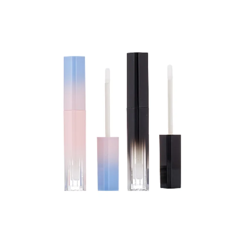 Lip Gloss Container 3.5ml Empty Pink Blue Black Gradient Square Cosmetic Packaging Bottle Portable Plastic Lipgloss Tubes