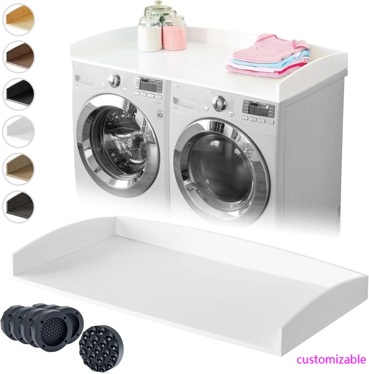 

Бамбуковая столешница премиум-класса для стиральной машины с антивибрационными накладками и направляющими с изогнутыми краями