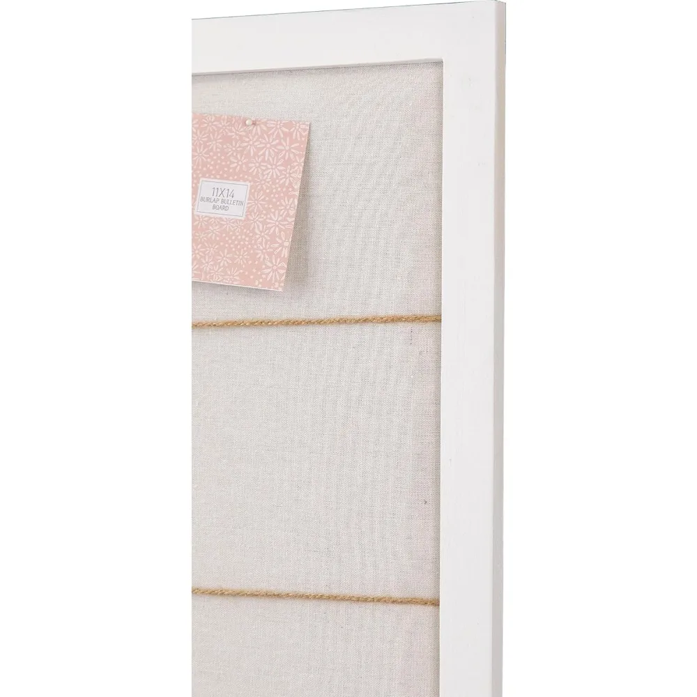 لوحة إعلانات كبيرة من الكتان الأبيض الريفي مقاس 28 × 32 بوصة بإطار خشبي مع مشابك للفصول الدراسية للمكتب المنزلي