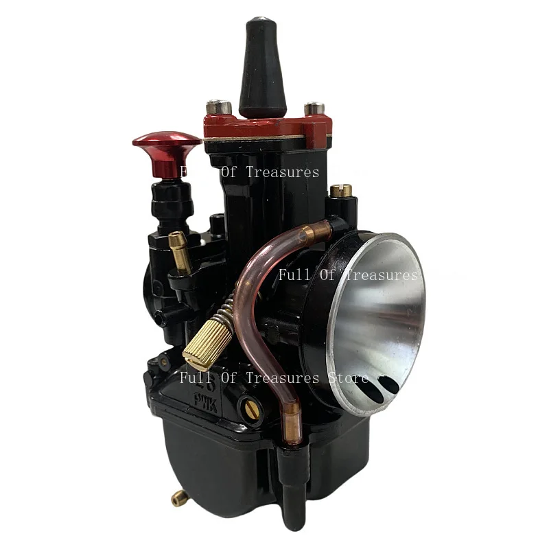Universal Motorcycle PWK Carburetor 24 26 28 30 32 34mm New Black Paint Red Interface for Scooters ATV Off-Road Vehicles