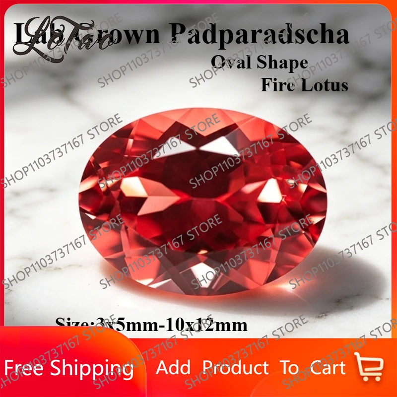 

High Quality Lab Grown Padparadscha Oval Shape Fire Lotus Color Gemstone for DIY Charms Jewelry Making Selectable Certificate