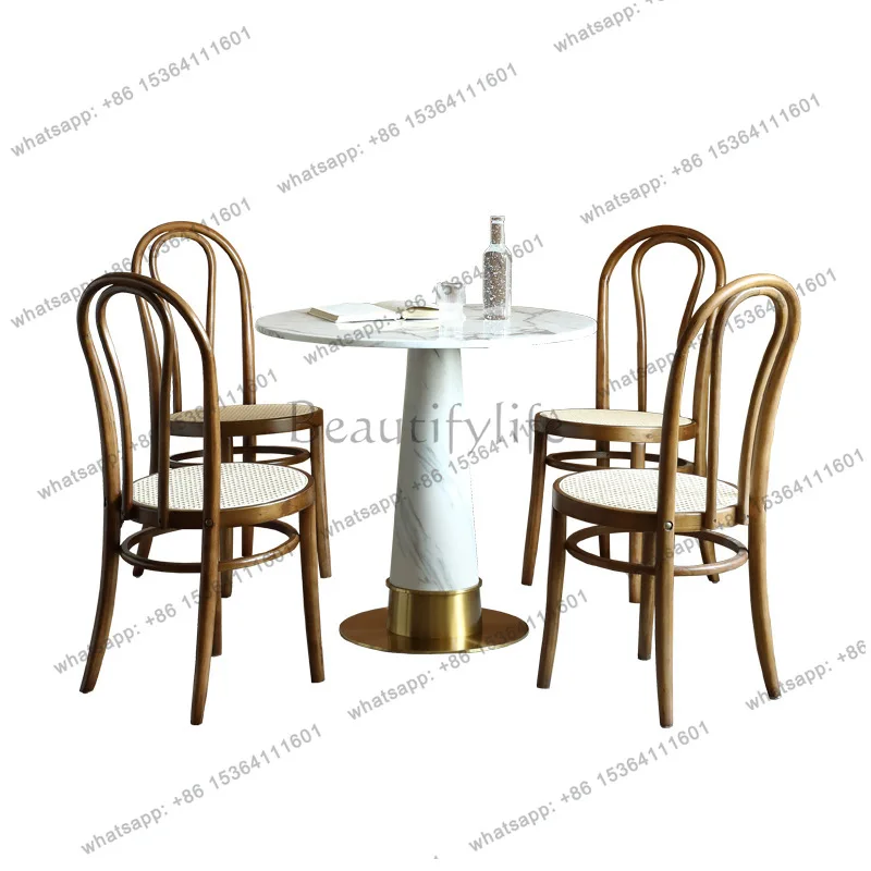 Modern simple casual small round table and chair combination guest reception coffee milk tea shop dining table