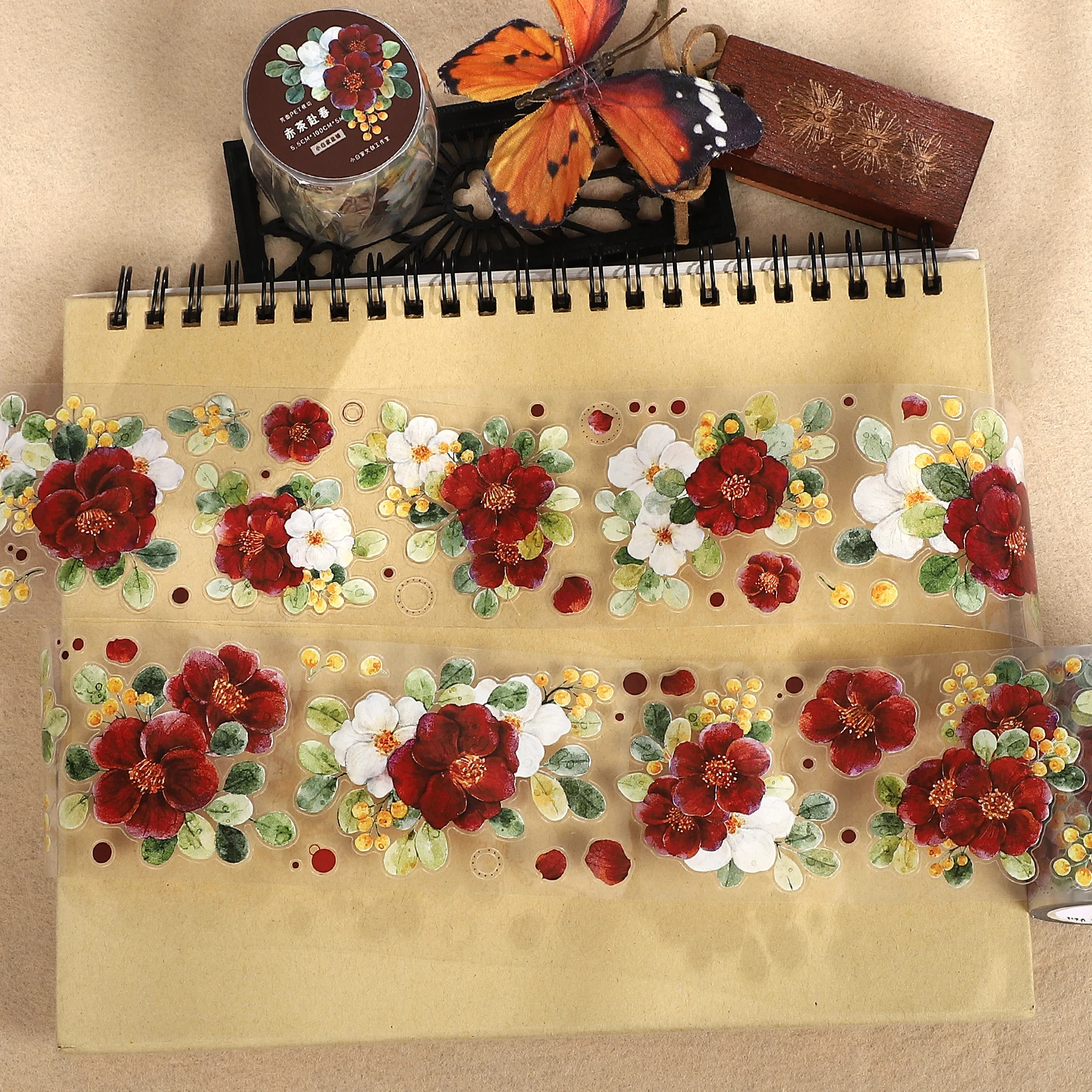 JIANWU 55mm*5m Vintage Plant Flower Landscape Material Collage Scrapbooking PET Tape Creative DIY Journal Stationery