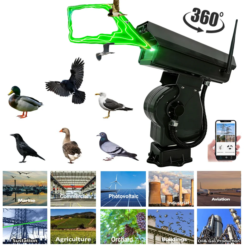2W Powerful Green Laser Bird Repellent Mutil-modes Insects Animal Control Smart Laser Bird Deterrent For Agriculture Farm