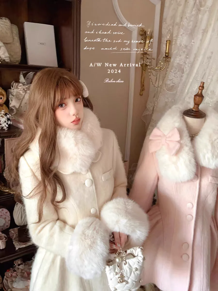 

Princess sweet lolita coat bobon21 warm 45% wool woolen large collar coat C2378