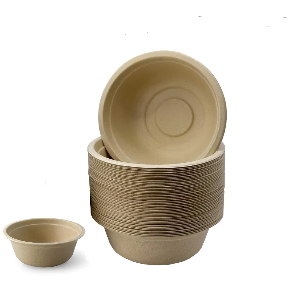 Compostable Heavy Duty 12 oz Disposable Paper Bowls 100% Bagasse Biodegradable Eco-Friendly Natural Sugarcane 100 Count