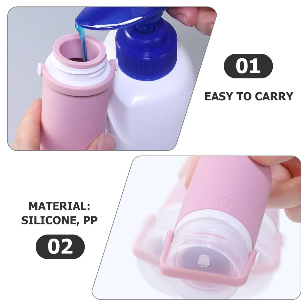 

4Pcs Leakproof Silicone Toiletry Travel Bottles 60ml Refillable Containers for Shampoo Lotion Travel Size Portable
