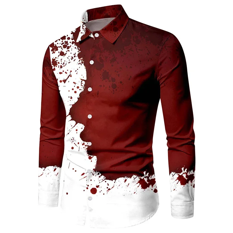 Men\'s Long Sleeve Shirt Fashion New Lapel Button Casual Outdoor Party Comfortable Soft Material Red Gold Black 2024 Plus Size