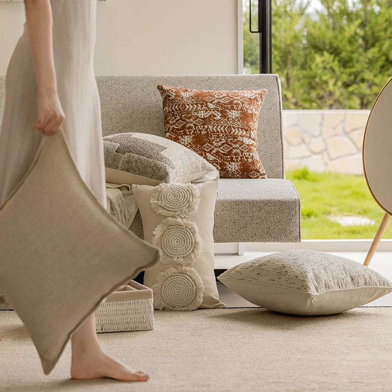 Pillow Living Room Sofa Cushion Bedroom Window Cushion Waist Pillow Light Luxury Jacquard Pillow Cover