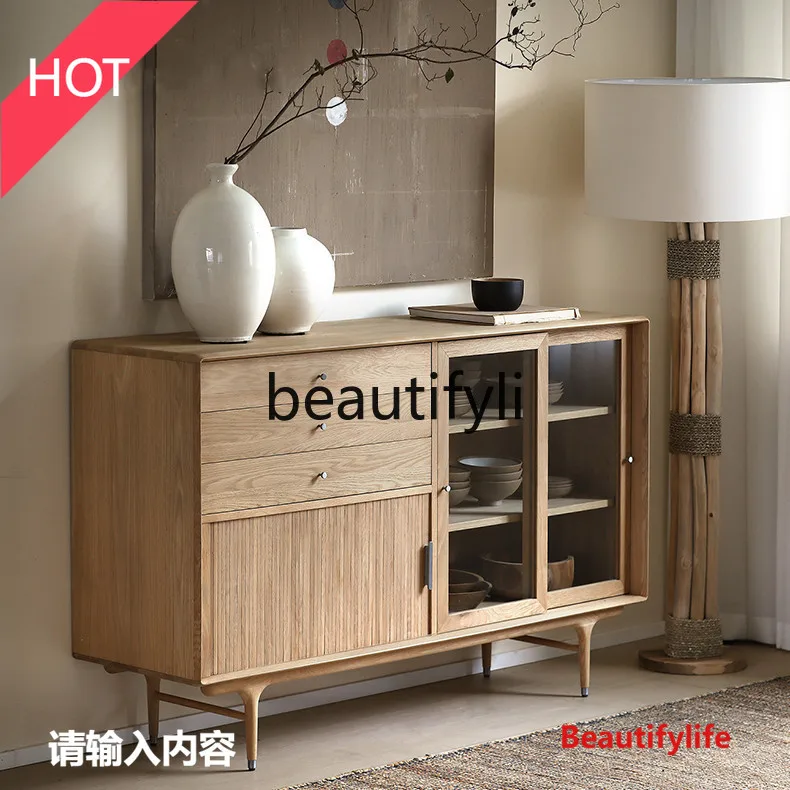 

A53 French Style Solid Wood Carved Entryway Cabinet Sideboard Storage Cabinet Natural Wood Color Vintage TV Cabinet