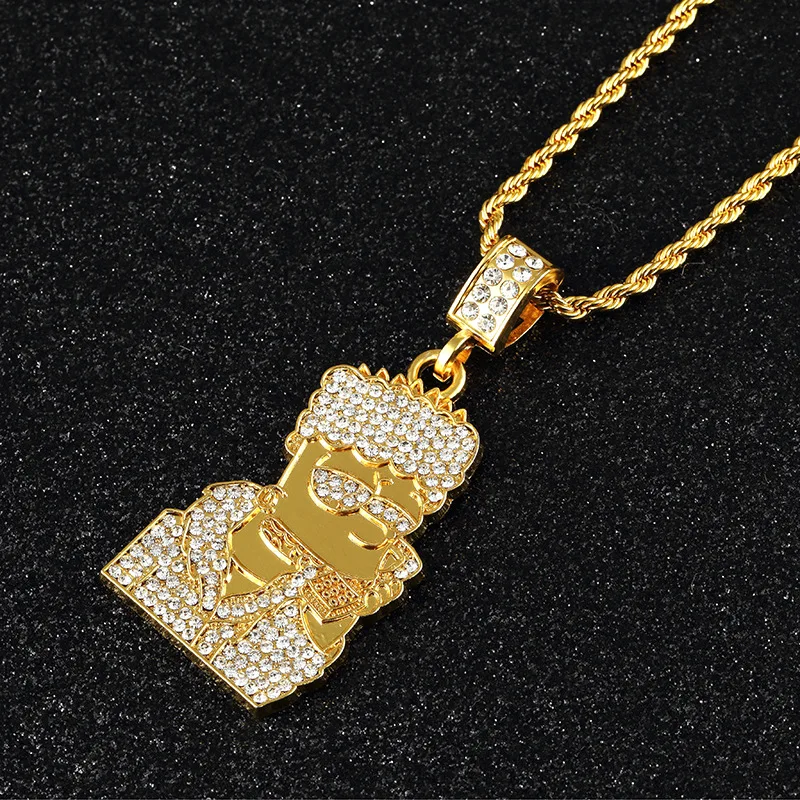 

Личное преувеличенное ожерелье в стиле хип-хоп, мужская цепочка для свитера Симпсона, хип-хоп