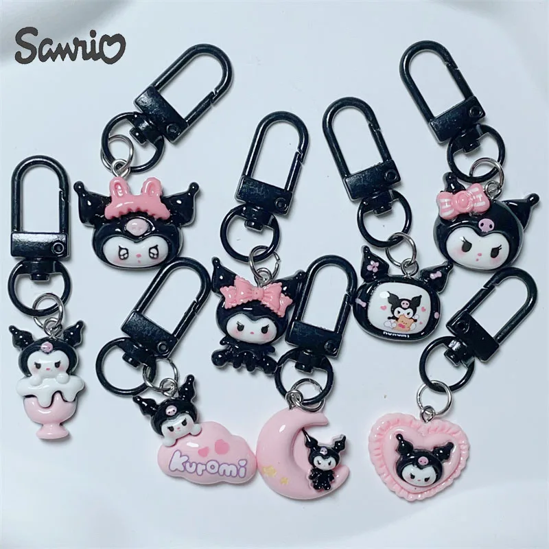 Brelok Sanrio Kuromi Kawaii dzieci zabawki wisiorek z żywicy brelok dziewczyny kreskówka Kuromi kobiety breloczki na telefon prezenty urodzinowe dla dzieci