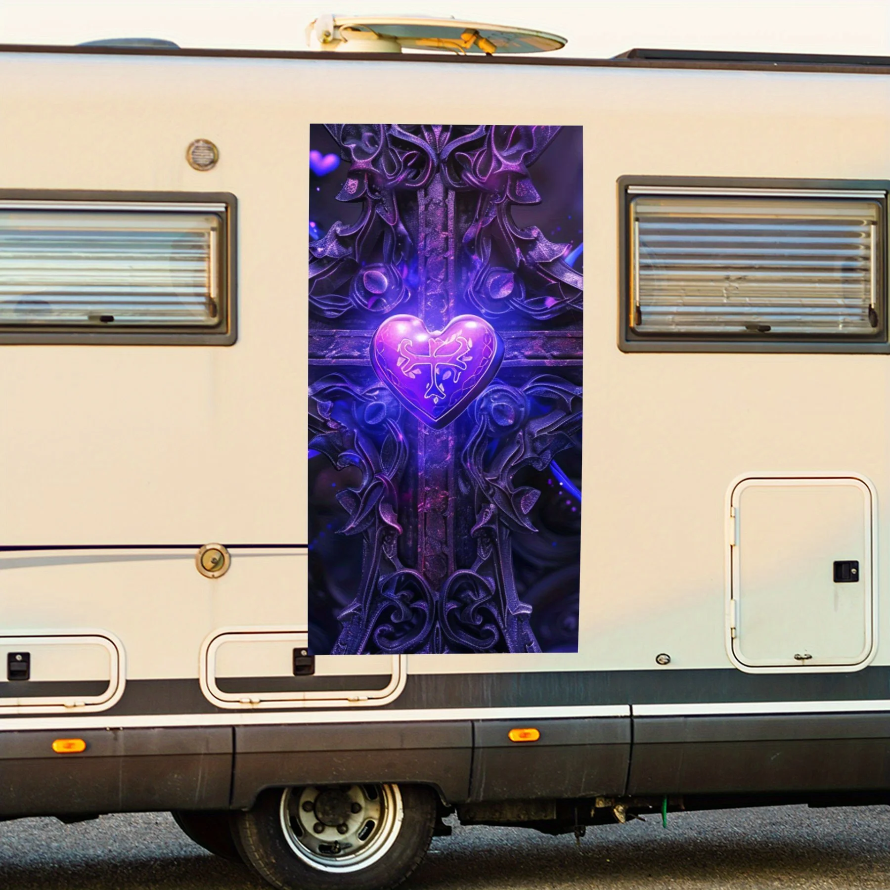 

Готический крест с горящим сердцем, наклейка ArtCar, виниловая наклейка на сторону моторики дома, водонепроницаемая самоклеящаяся виниловая наклейка