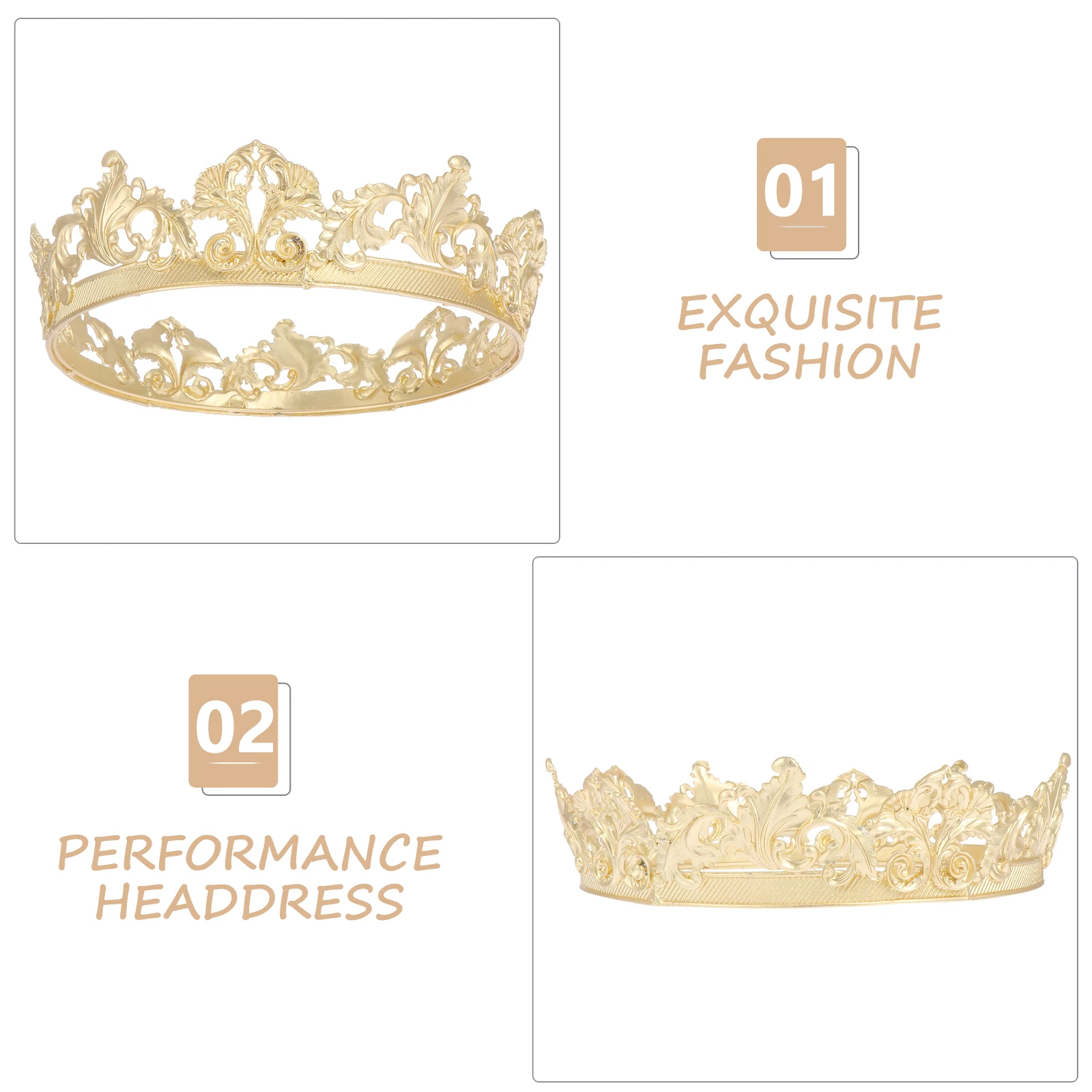

1pc Metal Crown Hair Decor For Wedding Party Cosplay Prom Birthday Christmas Carnival Accessory Unisex Royal Headdress