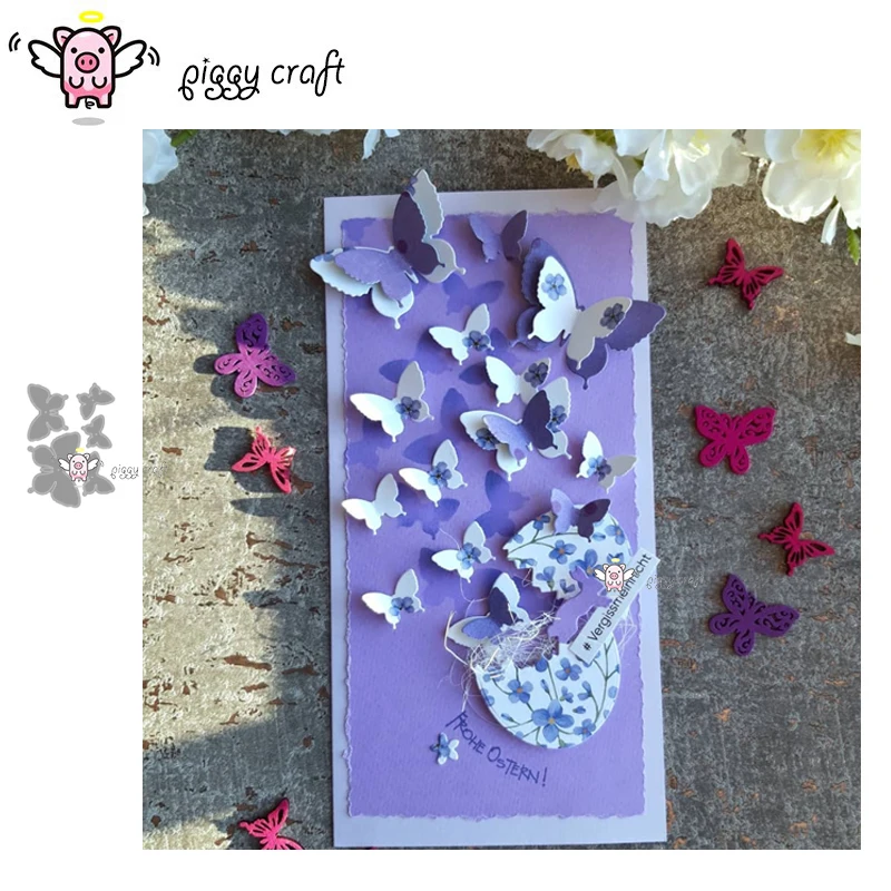 Piggy Craft metal cutting dies cut die mold 5Pcs Butterfly decoration Scrapbook paper craft knife mould blade punch stencils die